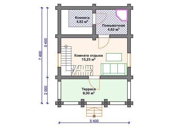 Проект деревянной бани SB4-67 (Б-048)