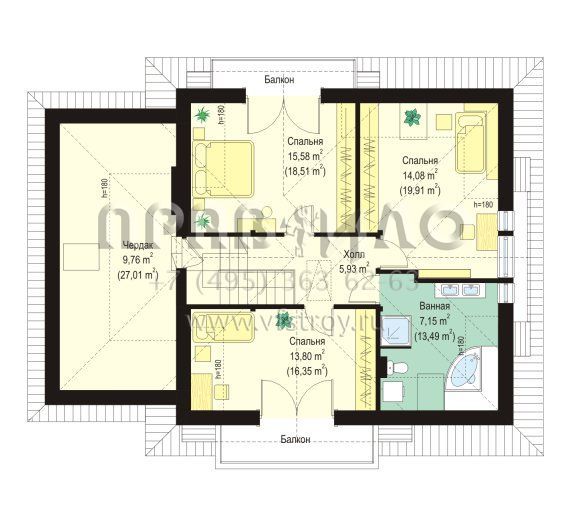 Проект двухэтажного дома с балконом и колоннами S8-210 (Юлька 2)