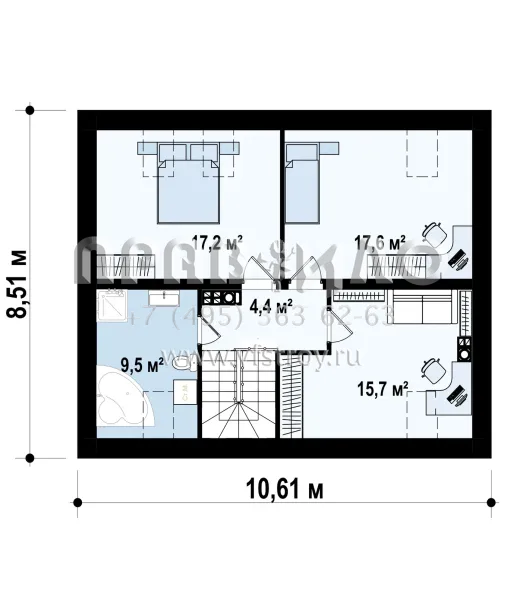 Проект маленького дома с круглым камином S3-135-1 (Z14)