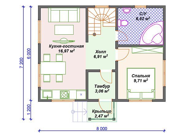 Проект каркасного дома с мансардой S4-87 (И-081)