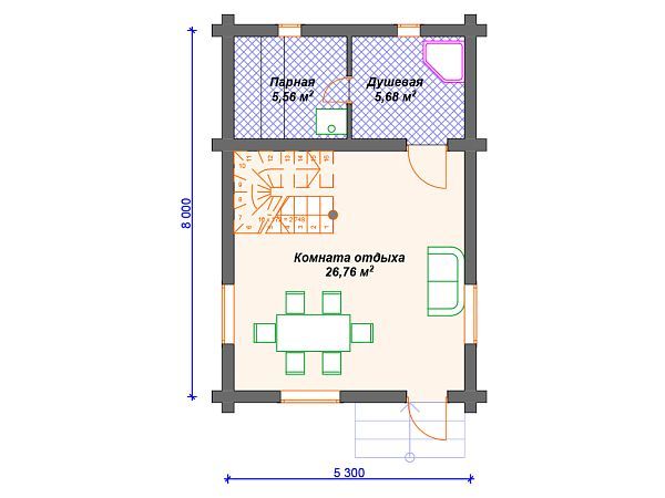 Проект деревянной бани SB4-71 (Б-011)