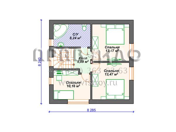 Проект дома с гаражом и 3 спальнями S4-121 (К-052)