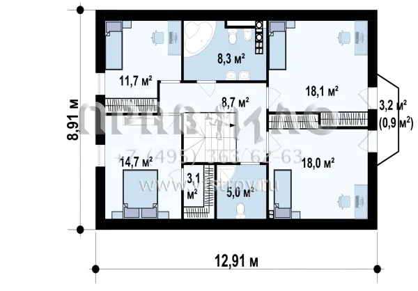 Проект частного двухэтажного дома с гаражом  S3-178 (Z178)