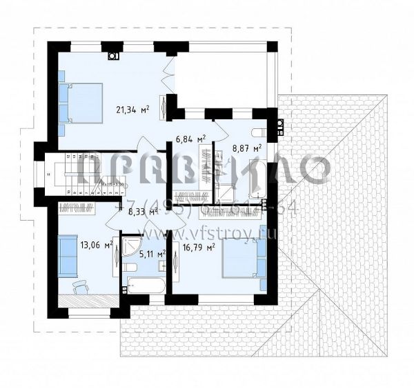Проект классического двухэтажного дома с пристроенным гаражом S3-198-5 (Zz2 s)