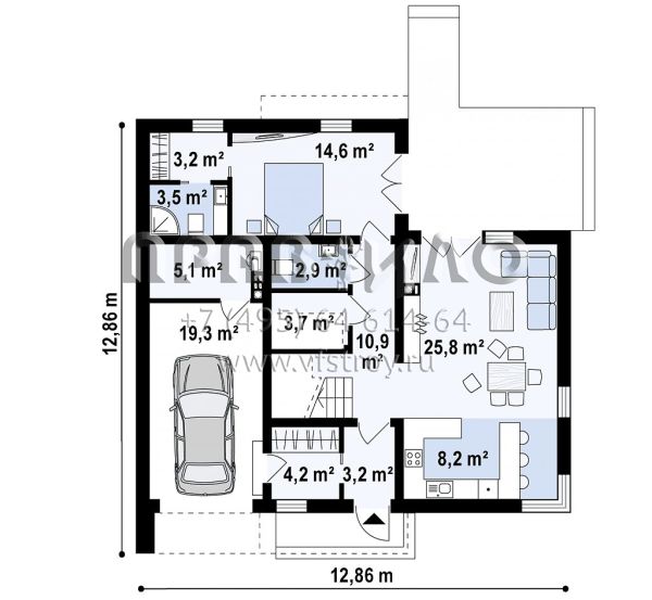 Проект двухэтажного коттеджа в стиле хайтек для небольшой семьи S3-143-4 (Zx46 minus)
