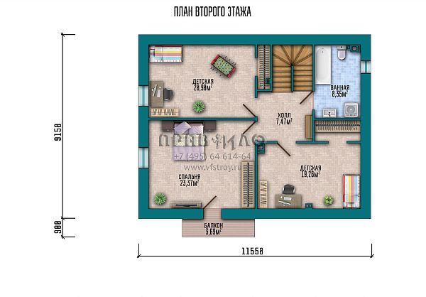 Проект стильного одноэтажного дома с эркером, мансардой, балконом и террасой S2-170 (035-170-1М)