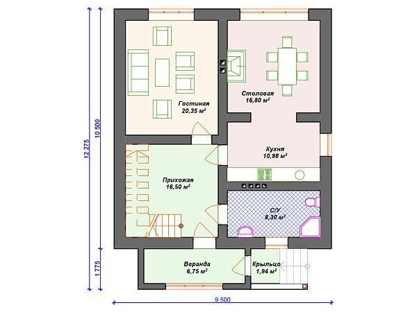 Проект каменного дома S4-150 (К-187)
