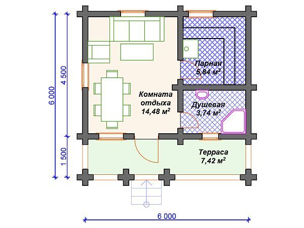 Проект деревянной бани SB4-31 (Б-075)