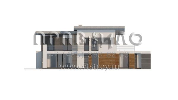 Проект двухэтажного дома с верхней террасой и большим гаражом S3-278 (Zx22)