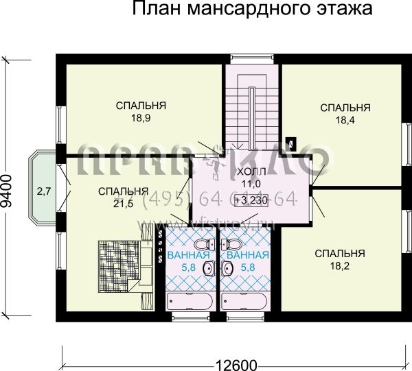 Проект просторного дома с мансардой S7-201(3-19)