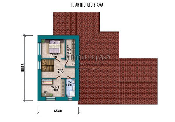 Проект дома с меньшим по площади вторым этажом S2-194 (229-194-2)