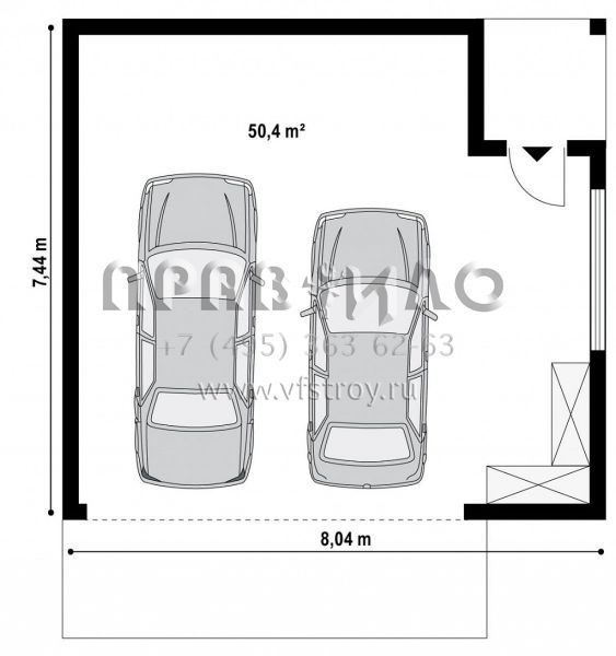 Проект двухместного гаража с плоской кровлей в современном стиле SG3-50 (Zg22)
