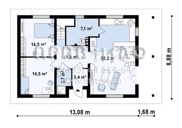 Проект просторного двухэтажного частного дома с камином  S3-186-2(Z85)