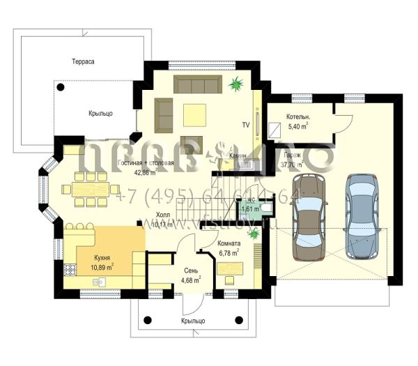 Красивый одноэтажный мансардный дом с большим гаражом S8-237-4 (Вилла Юлия 2)