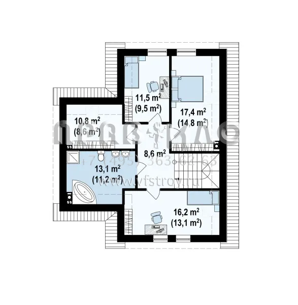 Проект Т-образного загородного дома S3-143-1 (Z37)