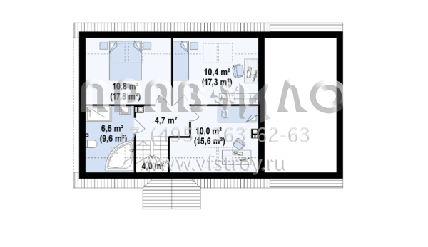 Проект коттеджа с тремя спальнями в мансардном этаже S3-166-5 (Z14 GP p)