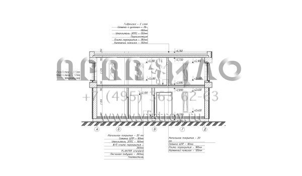 Проект загородного дома с плоской кровлей в стиле хай-тек S-228