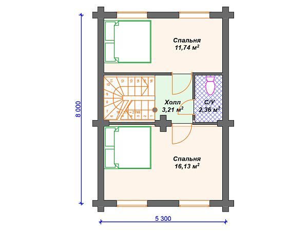 Проект деревянной бани SB4-71 (Б-011)