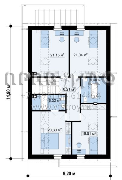Проект классического мансардного дома с кабинетом и 4 спальнями S3-204 (Z324)