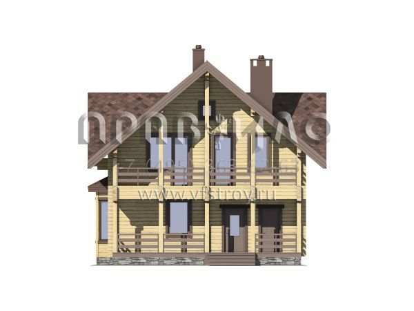 Проект экономичного деревянного дома с террасами S7-176 (1-42b)