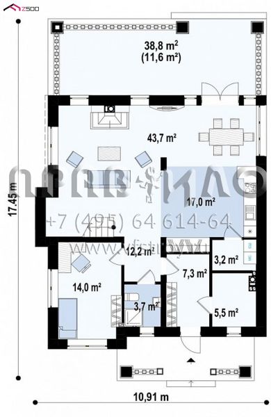 Проект красивого многокомнатного двухэтажного дома S3-199-6 (Zz2 L bg s)