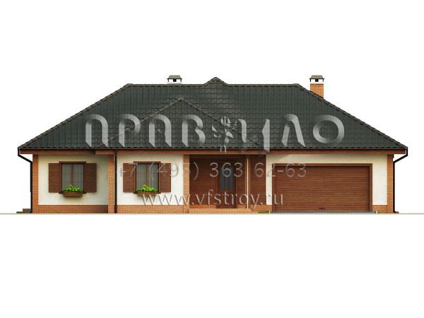 Проект одноэтажного дома с камином и встроенным гаражом S3-202 (Z17)