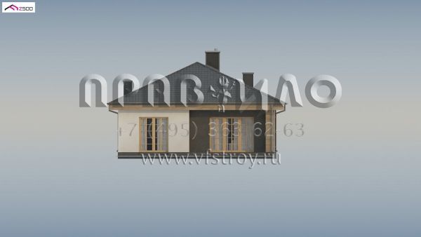 Проект одноэтажного дома с просторной гостиной и тремя спальными комнатами S3-121-4 (Z348)