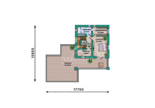 Проект с плоской крышей, террасой и гаражом на два автомобиля S2-552 (490-552-3Г)