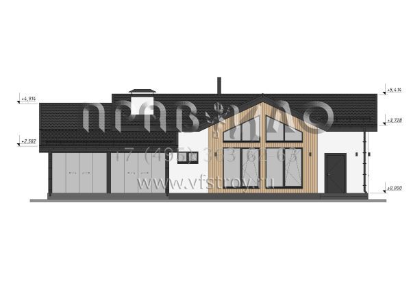 Проект современной бани с просторной гостиной и большой террасой S-93