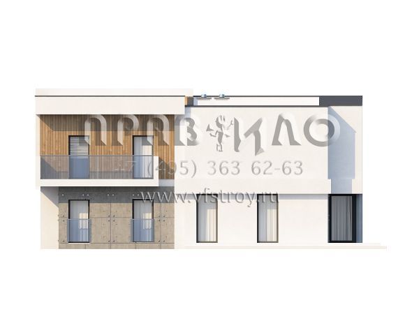 Проект дома с большими балконами и плоской крышей  S3-225 (Zx39)