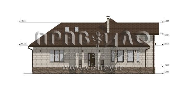 Проект одноэтажного дома с мансардой и эркером в гостиной S-186