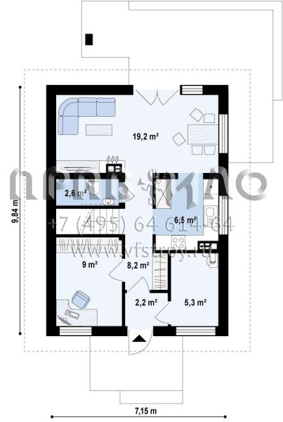 Проект частного одноэтажного дома с мансардой S3-103 (Z177)
