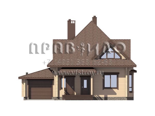 Проект деревянного коттеджа с гаражом S7-152(1-37b)