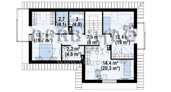 Проект дома с мансардой и помещением для коммерческого использования S3-171 (Z150)