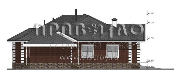 Проект одноэтажного дома с гаражом и отдельно стоящей баней S-257