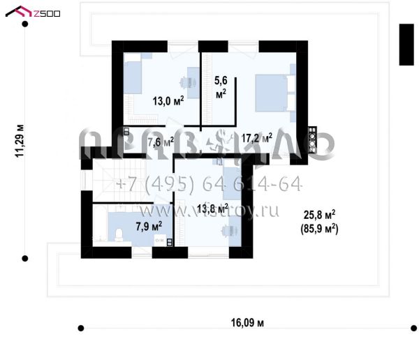Проект двухэтажного хайтек дома с пятью комнатами, большим гаражом и террасой на втором уровне S3-193 (zx31)