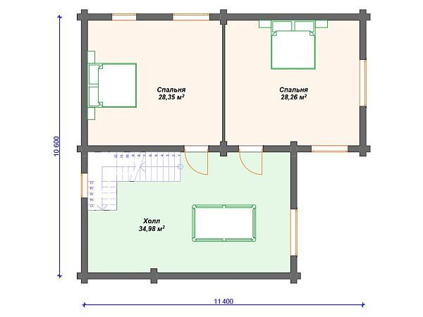 Проект деревянного дома из бревна 10 на 11 м S4-194 (ДО-061)