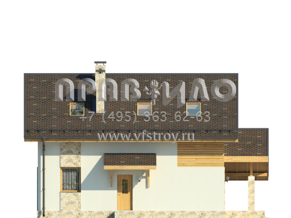 Загородный дом из газобетона с навесом для автомобиля S7-149 (3-37a)