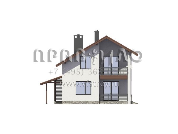 Проект экономичного загородного дома с навесом для автомобиля S7-149 (3-32)
