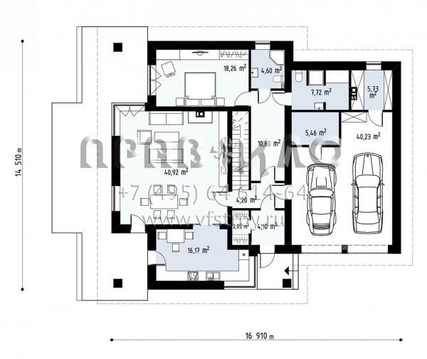 Проект двухэтажного дома с двухместным гаражом и с сауной S3-266-2 (Zx122)