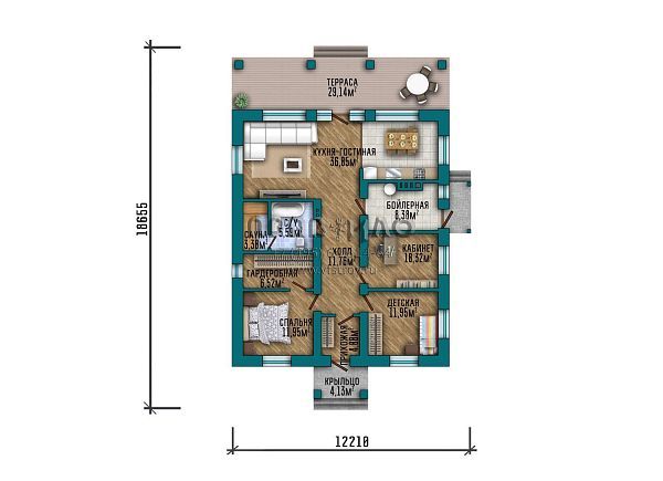 Проект выразительного одноэтажного дома S2-126 (334-126-1)