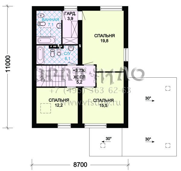 Загородный дом из газобетона с навесом для автомобиля S7-149 (3-37a)