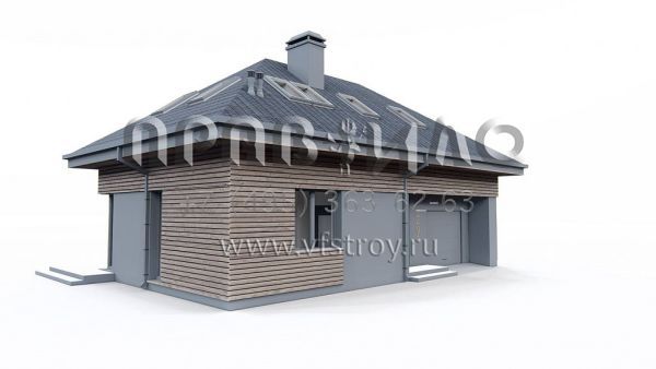 Проект одноэтажного дома с мансардой, гаражом и камином S3-154-7 (z491)