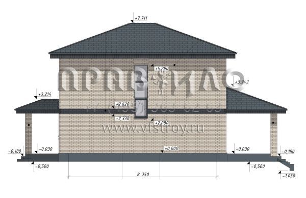 Проект строгого классического двухэтажного дома  S-113