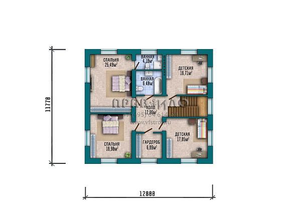 Проект двухэтажного дома с функциональной планировкой и большой крытой террасой S2-229 (317-229-2)