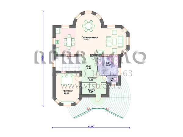 Проект каменного дома с цокольным этажом S4-376 (К-083)
