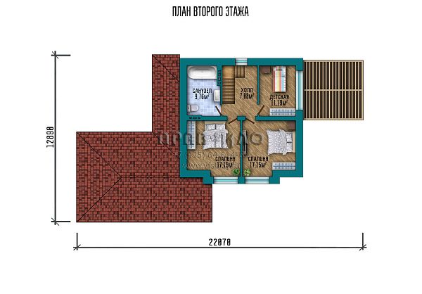 Проект мансардного дома с комбинированной отделкой, большой террасой и навесом для автомобиля S2-188 (123-188-1МПГ)