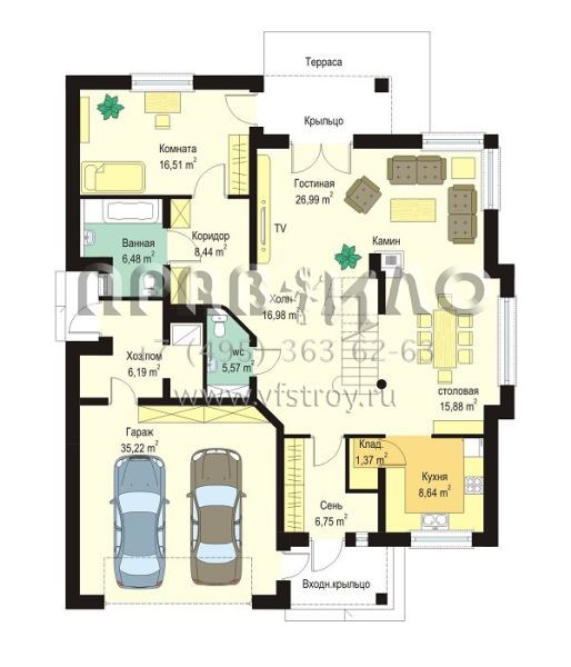 Проект частного дома с крытой террасой  S8-329-2 (Сонет)