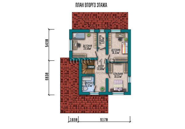Проект красивого загородного дома с мансардным этажом, двумя большими террасами и продуманной планировкой S2-188 (029-188-1М)