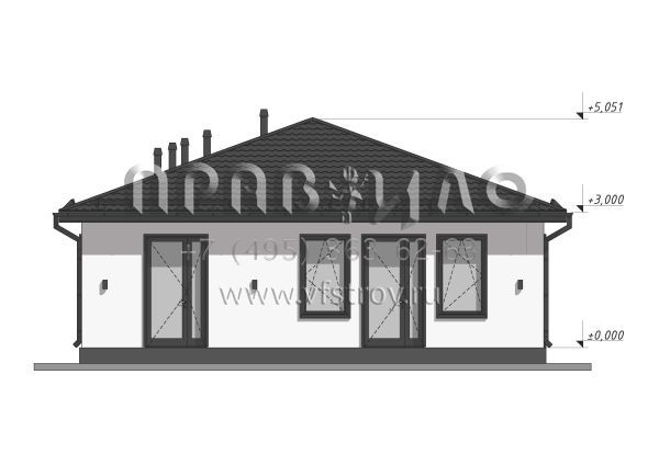 Проект одноэтажного дома с вальмовой кровлей S-119